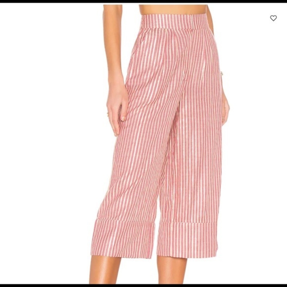 Revolve Tularosa Culotte Pants Strips Pink and Gold